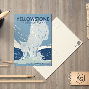 Yellowstone Nationalpark Alte Treue Vintag Postkarte