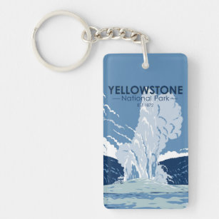 Yellowstone Nationalpark Alte Treue Vintag Schlüsselanhänger
