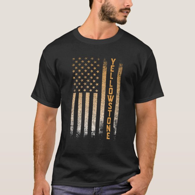 Yellowstone Nationalpark American Flag T-Shirt (Vorderseite)