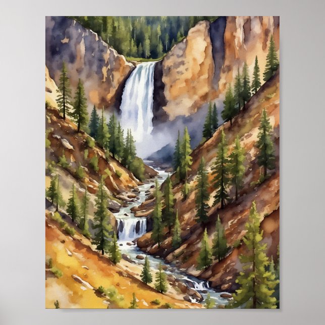 Yellowstone Nationalpark Artist Point Wasserfarbe Poster (Vorne)