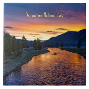 Yellowstone Nationalpark bei Sunset  Fliese