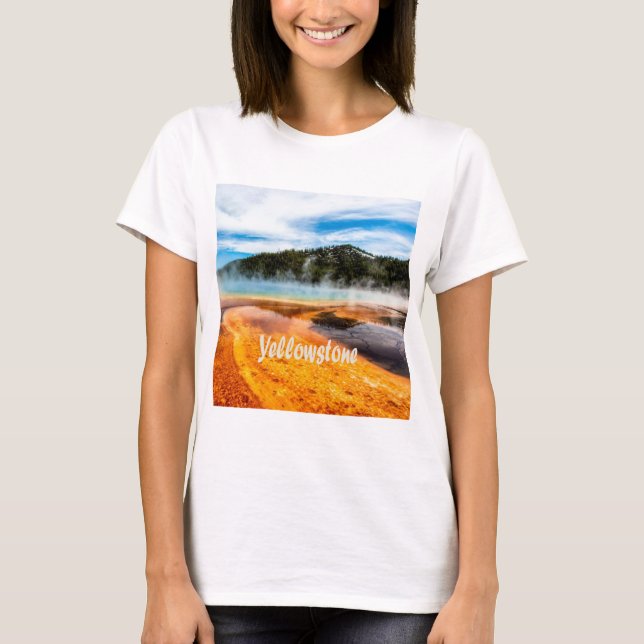 Yellowstone Nationalpark Berge Naturtiere T-Shirt (Vorderseite)