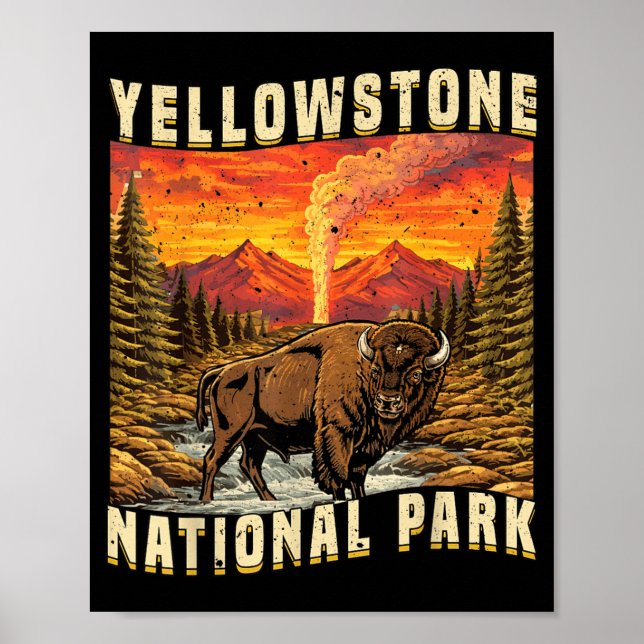 Yellowstone-Nationalpark Bison Büffel Kühe Poster (Vorne)