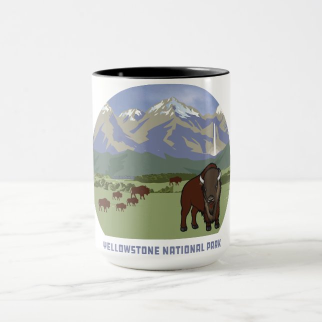 Yellowstone Nationalpark Bison Mountain Classic Tasse (Zentrum)