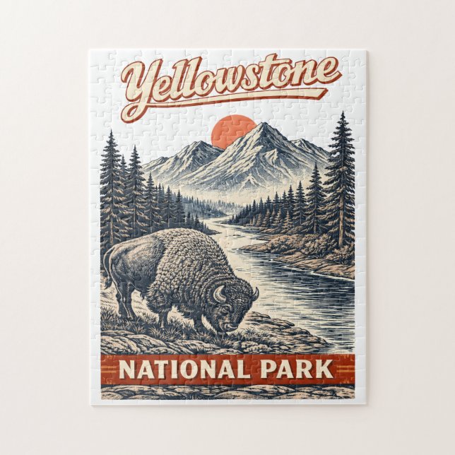 Yellowstone-Nationalpark - Bison Puzzle (Vertikal)