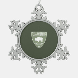 Yellowstone-Nationalpark-Bison Schneeflocken Zinn-Ornament