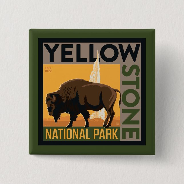 Yellowstone-Nationalpark | Buffalo Button (Vorderseite)