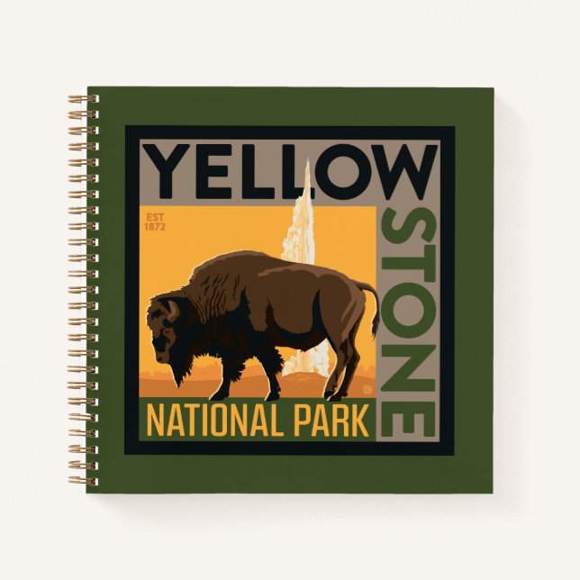 Yellowstone-Nationalpark | Buffalo Notizbuch (Vorderseite)