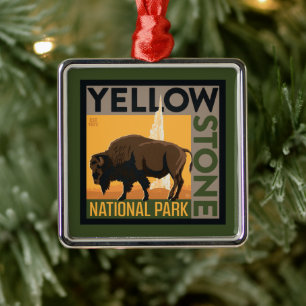 Yellowstone-Nationalpark   Buffalo Ornament Aus Metall