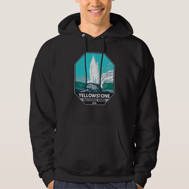 Yellowstone Nationalpark Burg Geyser Vintag Hoodie (Vorderseite)