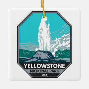 Yellowstone Nationalpark Burg Geyser Vintag Keramikornament