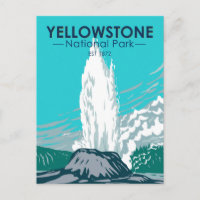 Yellowstone Nationalpark Burg Geyser Vintag