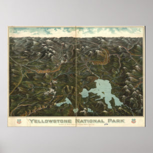 Yellowstone Nationalpark c1905 Panoramakarte Poster