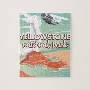 Yellowstone Nationalpark Cartoon Reiseplakat Puzzle
