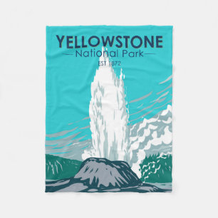 Yellowstone-Nationalpark Castle Geyser Vintage Fleecedecke