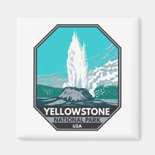 Yellowstone-Nationalpark Castle Geyser Vintage Magnet