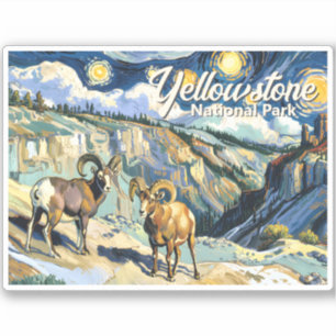 Yellowstone Nationalpark Dickhornschaf Van Gogh Aufkleber