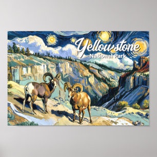 Yellowstone Nationalpark Dickhornschaf Van Gogh Poster