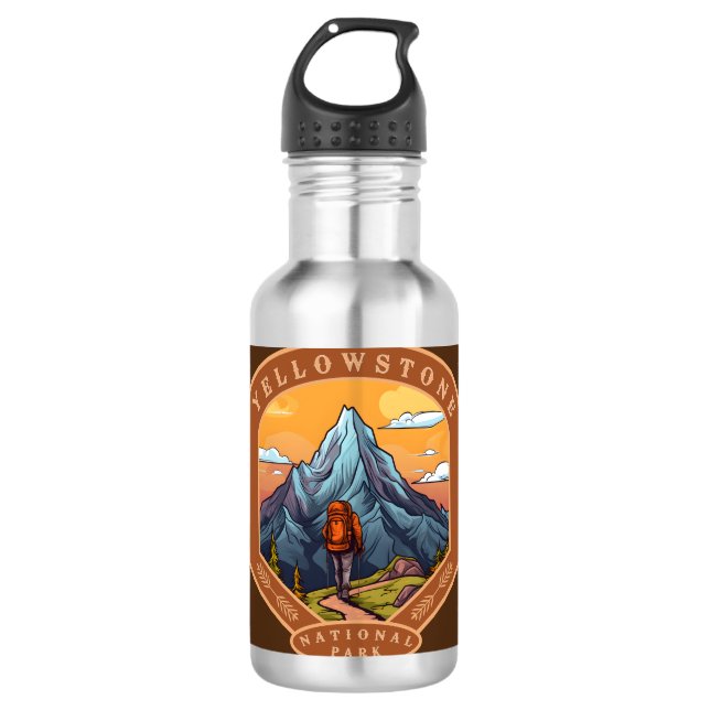 Yellowstone-Nationalpark Edelstahlflasche (Vorderseite)