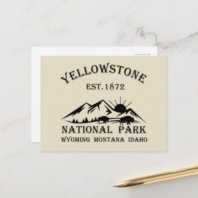 Yellowstone Nationalpark Feiertagspostkarte (Vorderseite/Rückseite Beispiel)