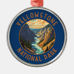 Yellowstone Nationalpark Fluss Distressed Circle Ornament Aus Metall