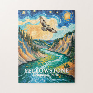 Yellowstone-Nationalpark-Fluss Farbiger Vogel Kuns Puzzle