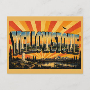 Yellowstone Nationalpark Geyser Lake Wald Kunst Postkarte
