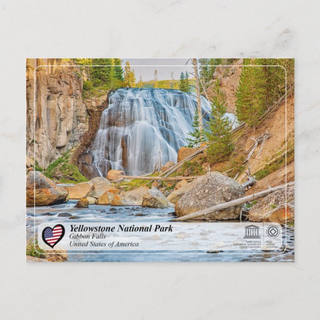 Yellowstone Nationalpark - Gibbon Falls Postkarte (Vorderseite)
