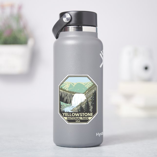 Yellowstone Nationalpark Gibbon Falls Vintag Aufkleber (HydroFlask)