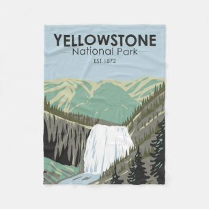 Yellowstone Nationalpark Gibbon Falls Vintag Fleecedecke