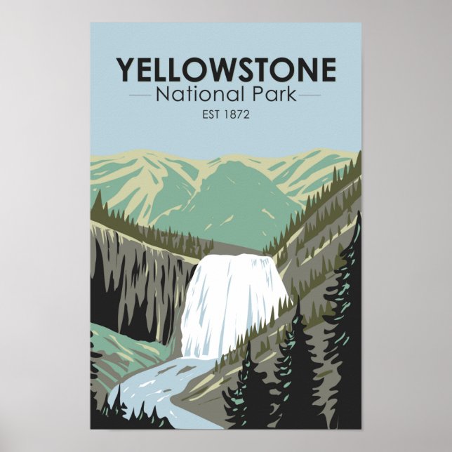 Yellowstone Nationalpark Gibbon Falls Vintag Poster (Vorne)