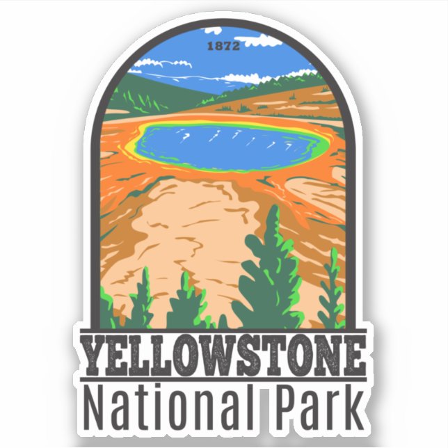 Yellowstone Nationalpark Grand Prisma Spring Aufkleber (Vorderseite)