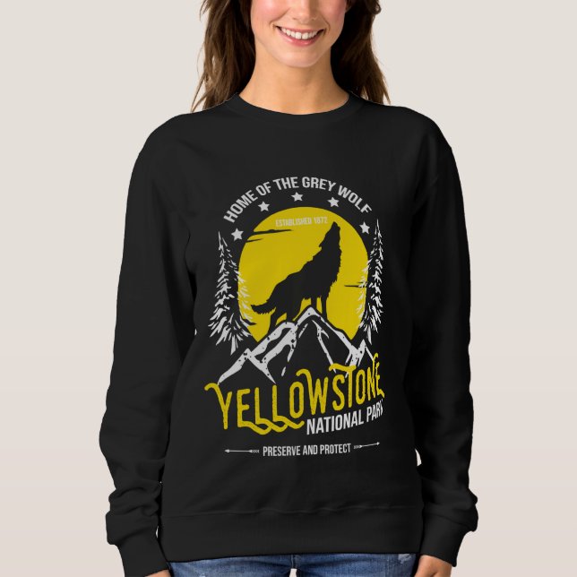 Yellowstone Nationalpark Grau Wolf Wandern & Camp Sweatshirt (Vorderseite)