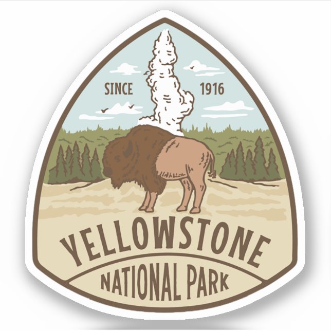 Yellowstone Nationalpark Grosser Vinyl Sticker (Vorderseite)