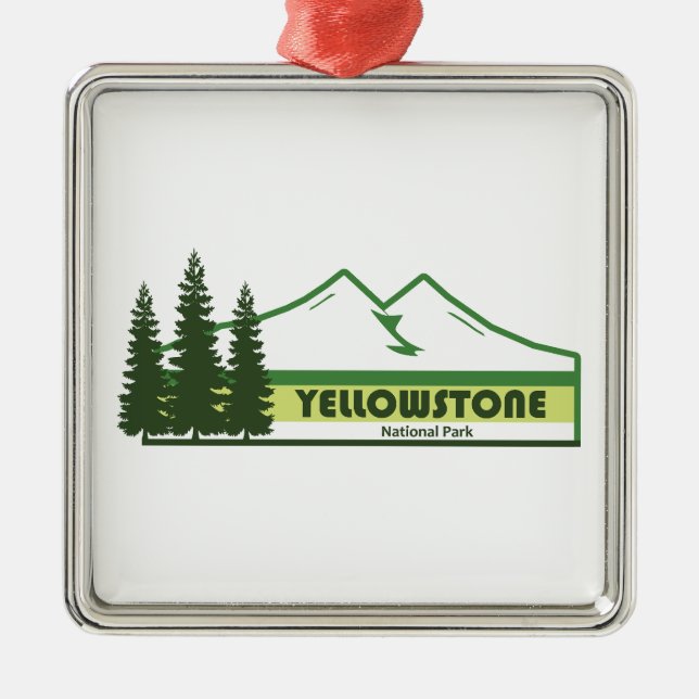 Yellowstone Nationalpark Grüne Streifen Ornament Aus Metall (Vorne)