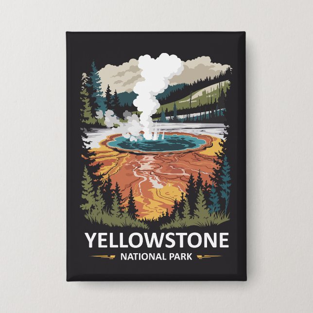 Yellowstone Nationalpark Hot Spring Button (Vorderseite)