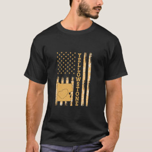 Yellowstone Nationalpark Karte Amerika Flagge T-Shirt
