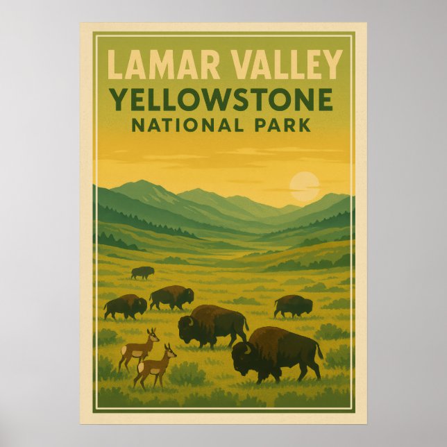 Yellowstone-Nationalpark - Lamar-Tal V01 Poster (Vorne)