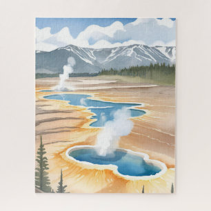 Yellowstone Nationalpark   Landschaft Aquarell Puzzle