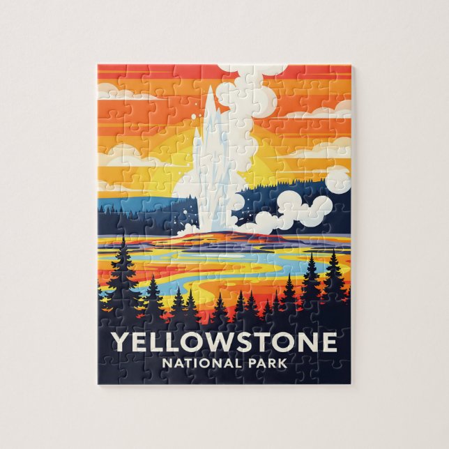 Yellowstone Nationalpark – Lebendiger Geysir Puzzle (Vertikal)