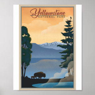 Yellowstone Nationalpark Litho Artwork Poster