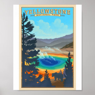 Yellowstone Nationalpark Litho Artwork Poster
