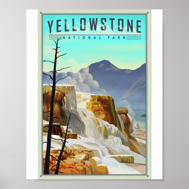 Yellowstone Nationalpark Litho Artwork Poster (Vorne)