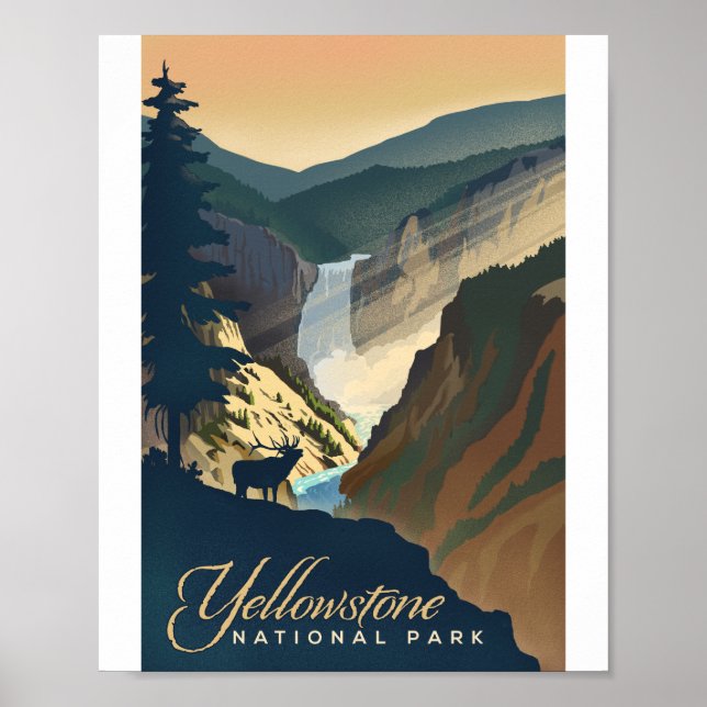 Yellowstone Nationalpark Litho Artwork Poster (Vorne)