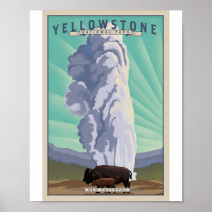 Yellowstone Nationalpark Litho Artwork Poster