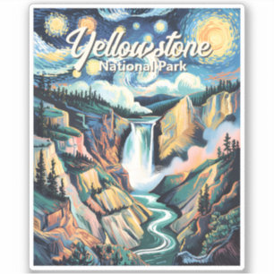Yellowstone-Nationalpark Lower Falls Vibrant Aufkleber