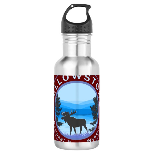 Yellowstone Nationalpark Moose Edelstahlflasche (Vorderseite)