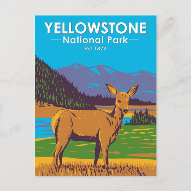 Yellowstone Nationalpark Mule Dee Vintag Postkarte (Vorderseite)