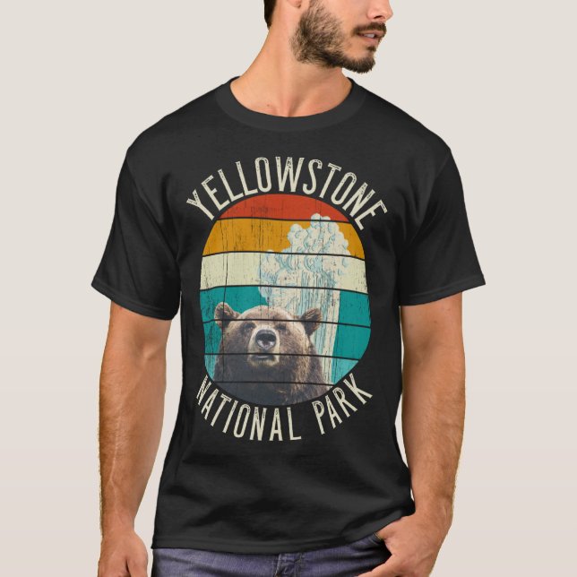 Yellowstone Nationalpark Outfit Grizzly Bären Geys T-Shirt (Vorderseite)