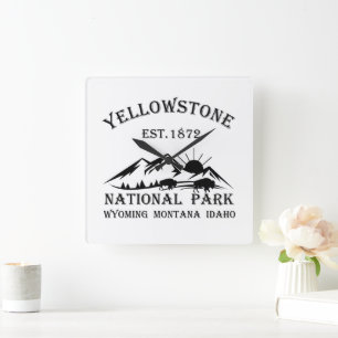 Yellowstone Nationalpark Quadratische Wanduhr
